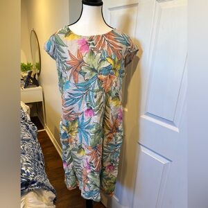 Made in Italy Beyond Capri Linen Tropical Floral Dress One Size L